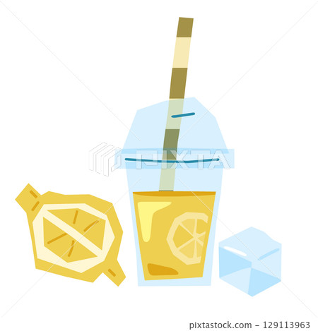 Lemon Drink with Ice Illustration Lemon Drink with Ice Illustration 129113963