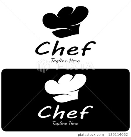 professional logo chef or kitchen chef hat.for business,home cook,and restaurant chef.bakery,vector professional logo chef or kitchen chef hat.for business,home cook,and restaurant chef.bakery,vector 129114062