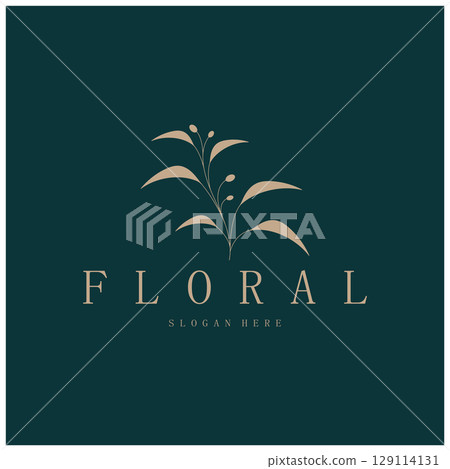 Elegant floral and leaf frame. Delicate botanical vector illustration for labels, spas, corporate identity, and wedding invitations Elegant floral and leaf frame. Delicate botanical vector illustration for labels, spas, corporate identity, and wedding invitations 129114131