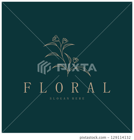 Elegant floral and leaf frame. Delicate botanical vector illustration for labels, spas, corporate identity, and wedding invitations 129114132