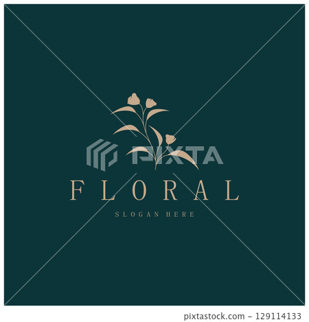 Elegant floral and leaf frame. Delicate botanical vector illustration for labels, spas, corporate identity, and wedding invitations Elegant floral and leaf frame. Delicate botanical vector illustration for labels, spas, corporate identity, and wedding invitations 129114133