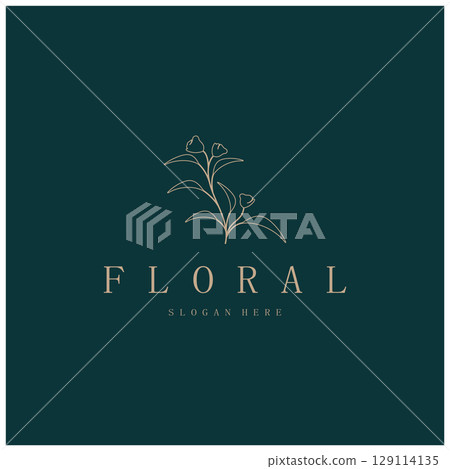 Elegant floral and leaf frame. Delicate botanical vector illustration for labels, spas, corporate identity, and wedding invitations Elegant floral and leaf frame. Delicate botanical vector illustration for labels, spas, corporate identity, and wedding invitations 129114135