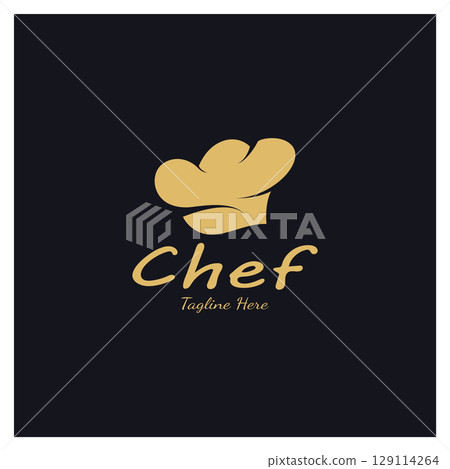 professional logo chef or kitchen chef hat.for business,home cook,and restaurant chef.bakery,vector professional logo chef or kitchen chef hat.for business,home cook,and restaurant chef.bakery,vector 129114264