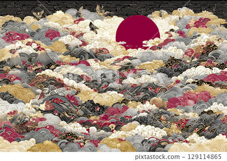 Japanese pattern wallpaper 129114865