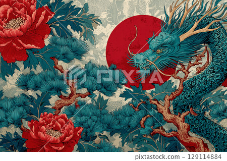 A brave, Japanese-style dragon image 129114884