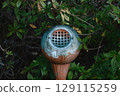 A tasteful ashtray placed in the garden 129115259