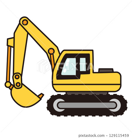 Simple and cute excavator illustration Simple and cute excavator illustration 129115459