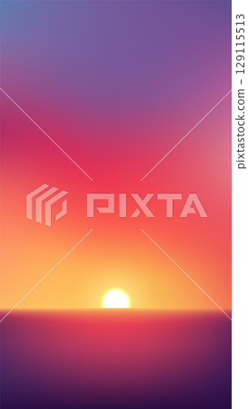 sunset ocean sea sky nature background with vibrant orange and red hues above calm dark water at twilight for travel tropical vacation serene seascape and landscape concepts 129115513
