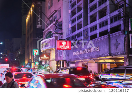 The dynamic Philippines - Evening view of bustling Manila (Malate) Cityscape (May 2025) 129116317