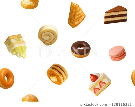Seamless pattern of Western sweets (small) B-1 Seamless pattern of Western sweets (small) B-1 129116351
