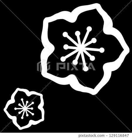 White simple two flower illustration 129116847