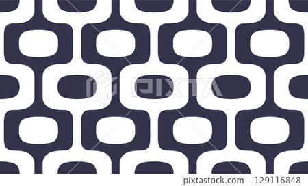 Seamless psychedelic grid design in 1970s style, psychedelic pattern in portuguese style, op-art ornament, vector 129116848