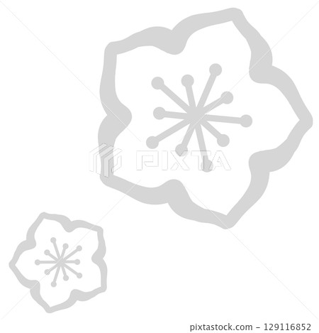 兩朵花的灰色簡單插圖 兩朵花的灰色簡單插圖 129116852