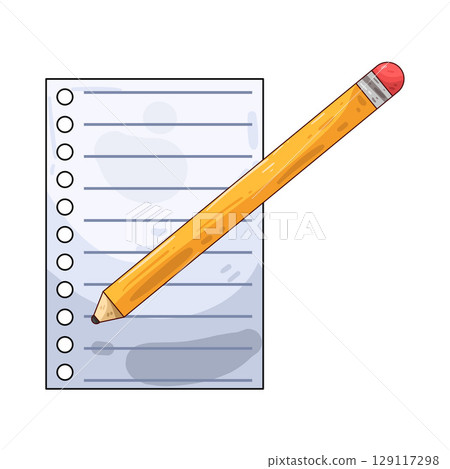 illustration of paper and pencil illustration of paper and pencil 129117298