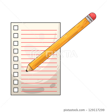 illustration of paper and pencil illustration of paper and pencil 129117299