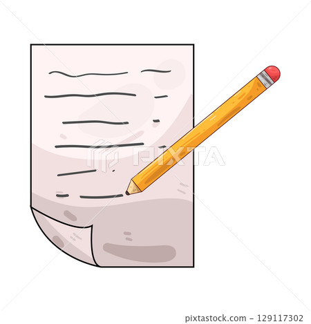 illustration of paper and pencil illustration of paper and pencil 129117302