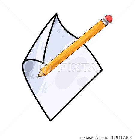 illustration of paper and pencil illustration of paper and pencil 129117308