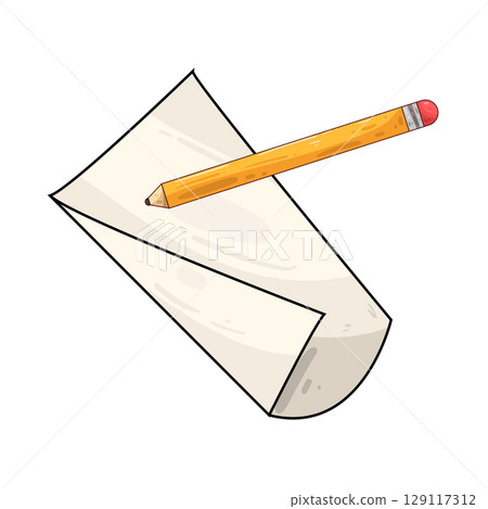 illustration of paper and pencil 129117312