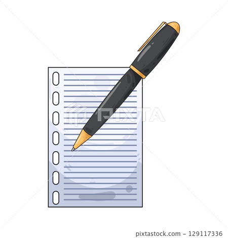illustration of pen and paper illustration of pen and paper 129117336