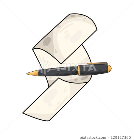 illustration of pen and paper illustration of pen and paper 129117360