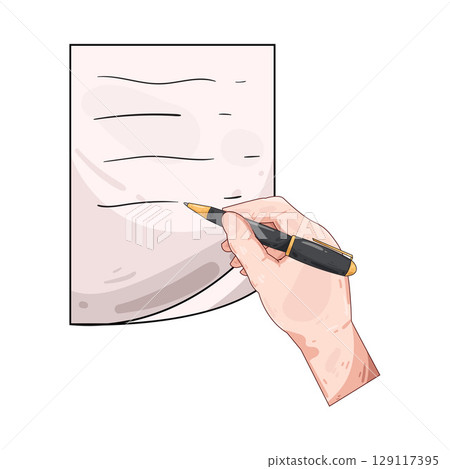 illustration of writing on paper illustration of writing on paper 129117395