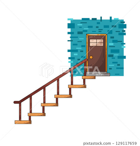 illustration of door and stairs illustration of door and stairs 129117659
