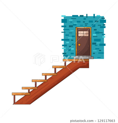 illustration of door and stairs 129117663