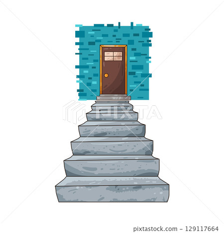 illustration of door and stairs 129117664