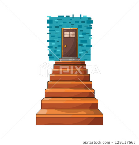 illustration of door and stairs 129117665