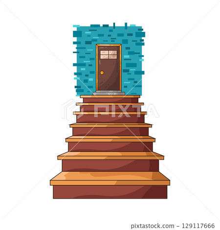 illustration of door and stairs 129117666