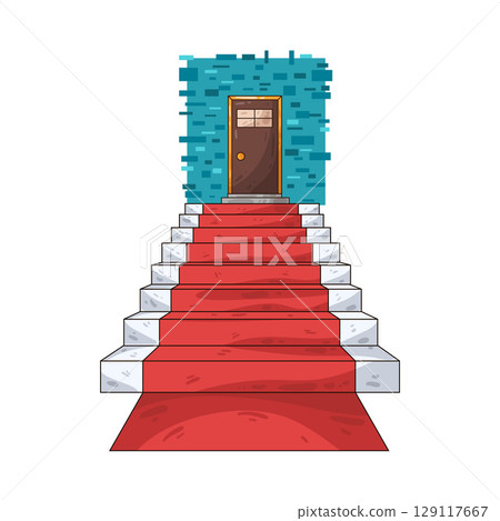 illustration of door and stairs 129117667