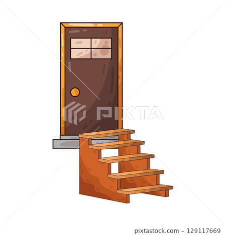 illustration of door and stairs 129117669