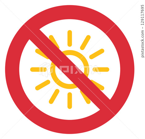 Icon illustration of direct sunlight prohibition mark Icon illustration of direct sunlight prohibition mark 129117695