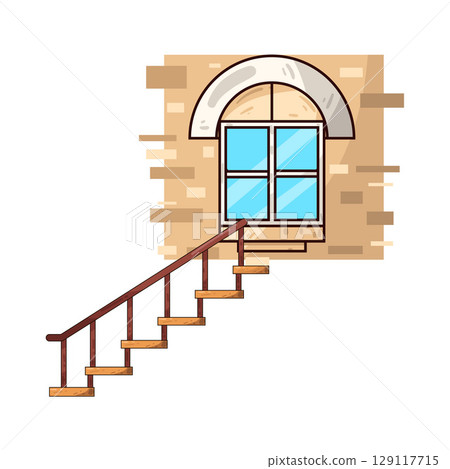 illustration of window stairs 129117715
