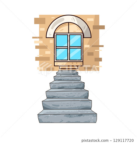 illustration of window stairs 129117720