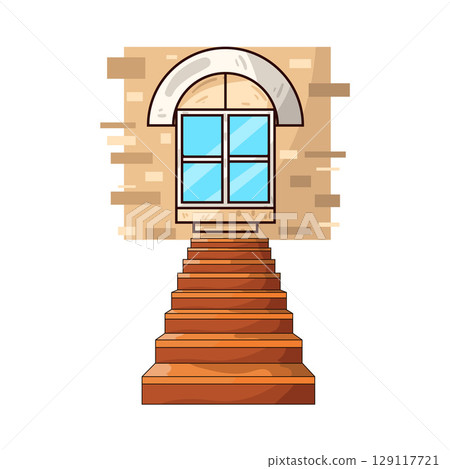 illustration of window stairs illustration of window stairs 129117721