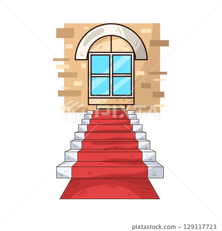 illustration of window stairs 129117723