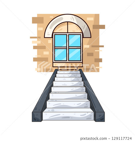 illustration of window stairs 129117724