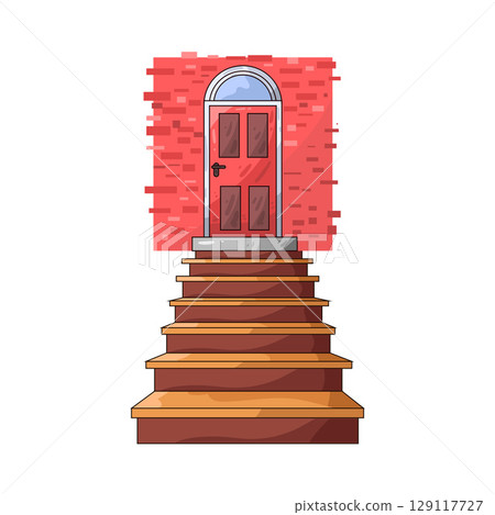 illustration of door stairs illustration of door stairs 129117727