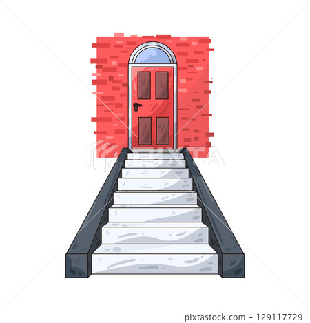 illustration of door stairs illustration of door stairs 129117729
