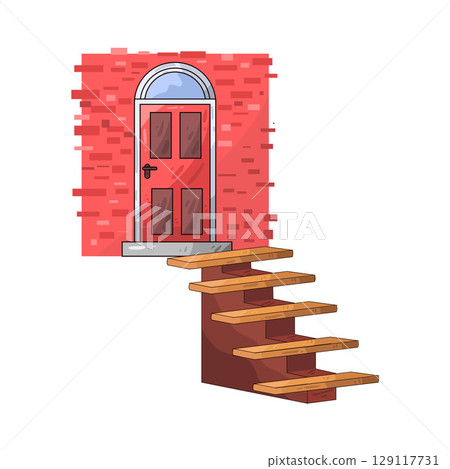 illustration of door stairs 129117731