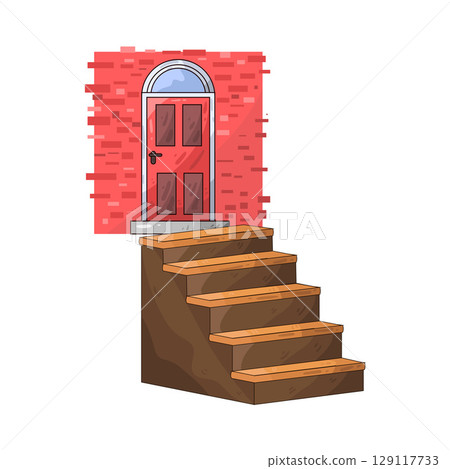 illustration of door stairs illustration of door stairs 129117733