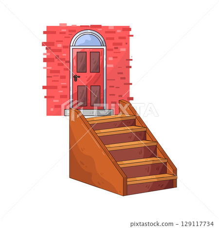 illustration of door stairs illustration of door stairs 129117734