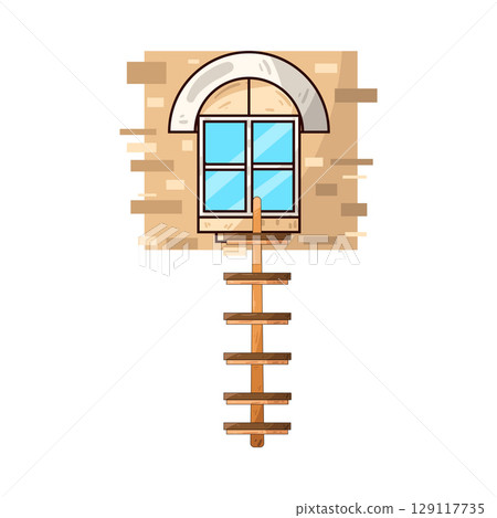 illustration of window ladder illustration of window ladder 129117735
