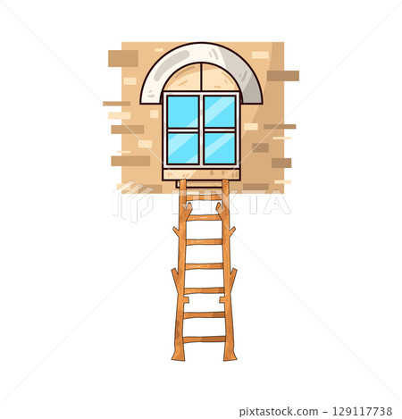 illustration of window ladder illustration of window ladder 129117738
