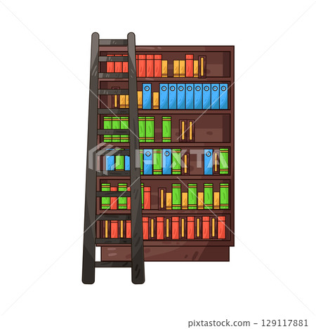 illustration of library ladder illustration of library ladder 129117881