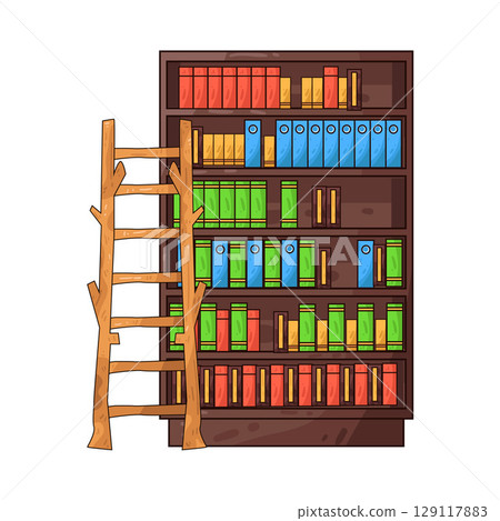illustration of library ladder illustration of library ladder 129117883