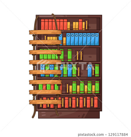illustration of library ladder 129117884