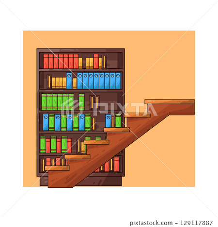 illustration of library stairs 129117887