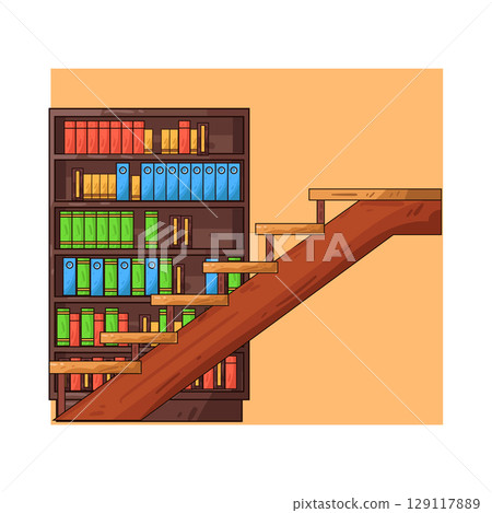 illustration of library stairs-插圖素材 [129117889] - PIXTA圖庫